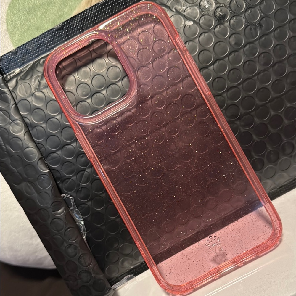 sparkle Glitter transparent Pink velvet caviar iPhone 13 Pro Max Case
